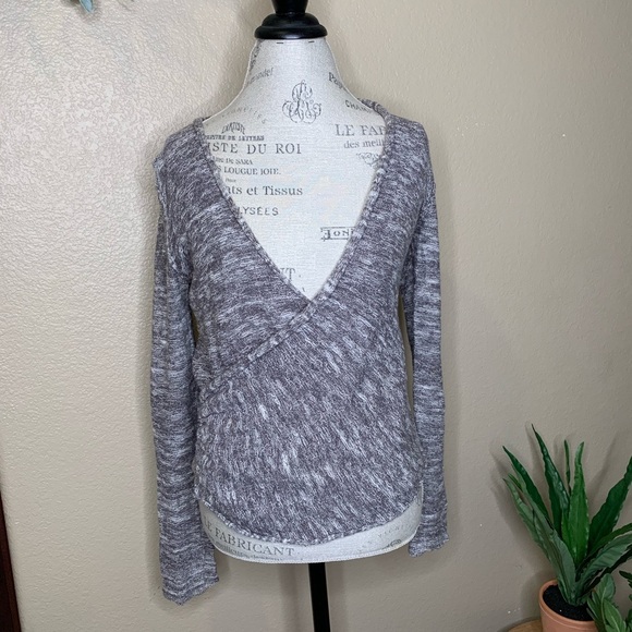 Free People ~ Marble Linen Cross Over Sweater - Picture 1 of 7